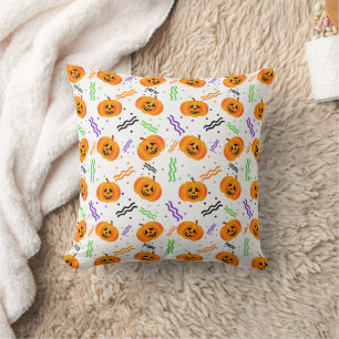 Festive Jack-O'-Lanterns Throw Pillow