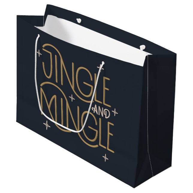 Festive Jingle and Mingle Holiday Design Large Gift Bag (Front Angled)