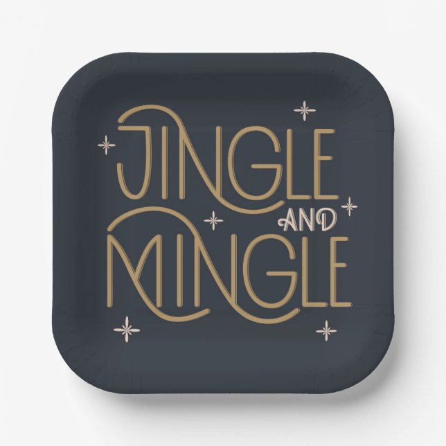 Festive Jingle and Mingle Holiday Design Paper Plate (Front)