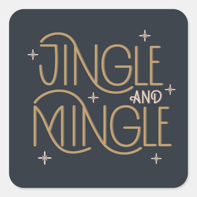 Festive Jingle and Mingle Holiday Design Square Sticker (Front)