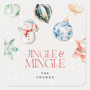 Festive Jingle & Mingle Christmas Square Sticker