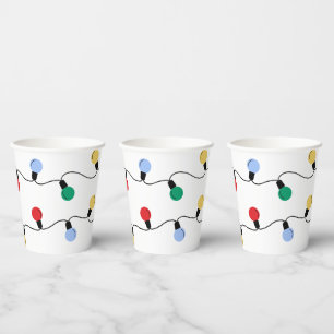 Festive Jingle & Mingle Colourful Christmas Lights Paper Cups