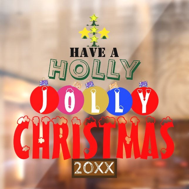 Festive Jolly Christmas Ornaments Tree     Window Cling (Sheet 2)