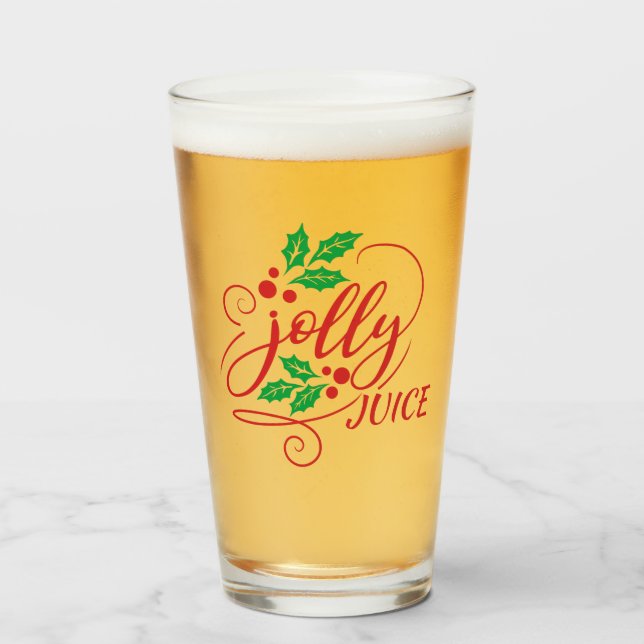 Festive Jolly Juice Christmas Cheer Beer Glass (Front Filled)