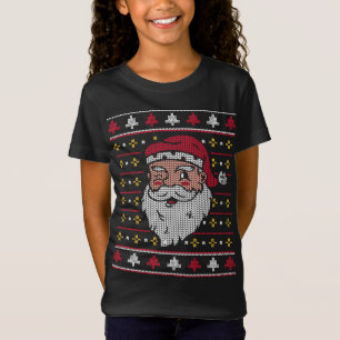 Festive Jolly Santa Clause Winking Ugly Christmas  T-Shirt