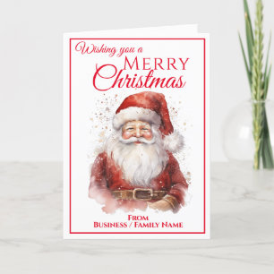 Festive Jolly Santa Merry Christmas Business Holiday Card