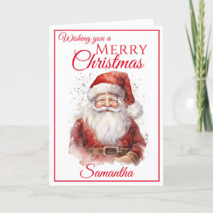 Festive Jolly Santa Merry Christmas Holiday Card