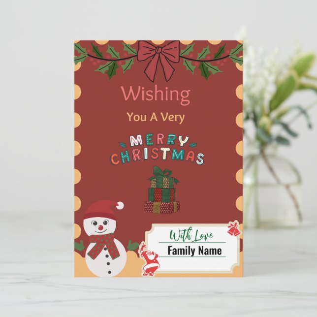 Festive Joy Christmas Greeting Card (Standing Front)
