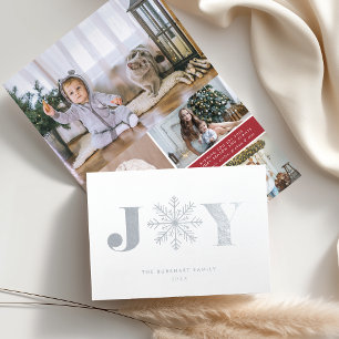 Festive Joy   Christmas Photo Collage Silver Foil Card