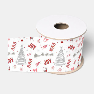 Festive Joy Christmas – Santa, Reindeer & Ho Ho Ho Grosgrain Ribbon