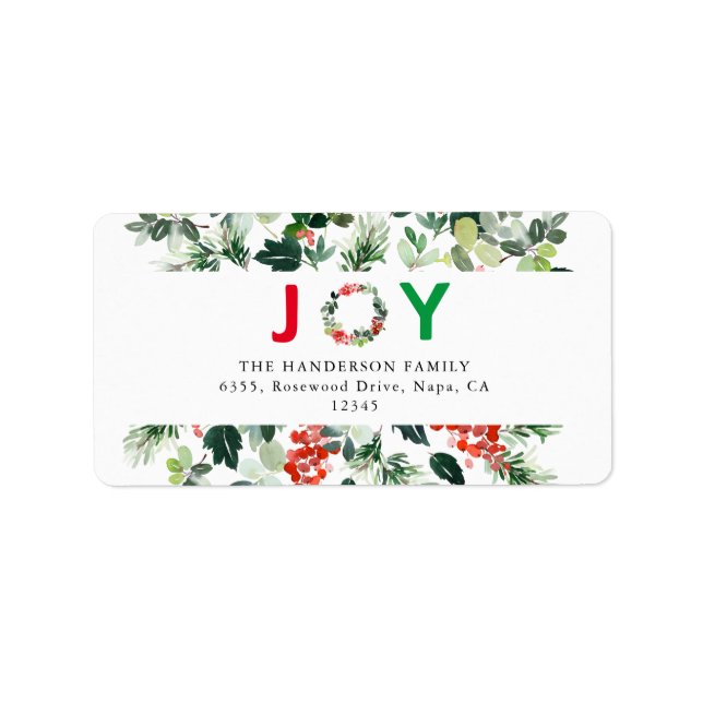 Festive Joy Elegant Return Address Label (Front)