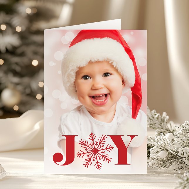 Festive Joy | Folded Holiday Photo Card (Creator Uploaded)