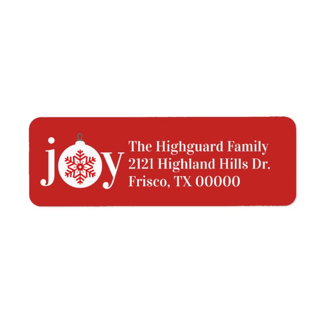 Festive Joy Holiday Address Label (Front)