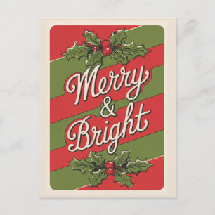 Festive Joy: Merry & Bright Holiday Postcard