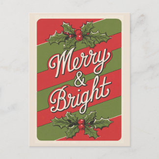 Festive Joy: Merry & Bright Holiday Postcard