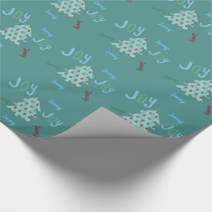Festive JOY Named Turquoise Christmas Gift Wraps Wrapping Paper