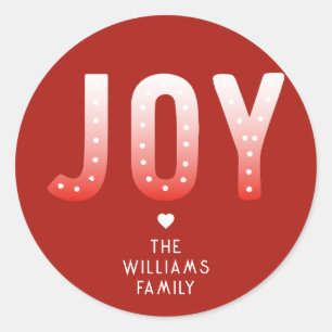 Festive Joy Retro Typography   Red and White Ombre Classic Round Sticker