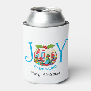 Festive JOY TO THE WORLD Flags Personalised Can Cooler