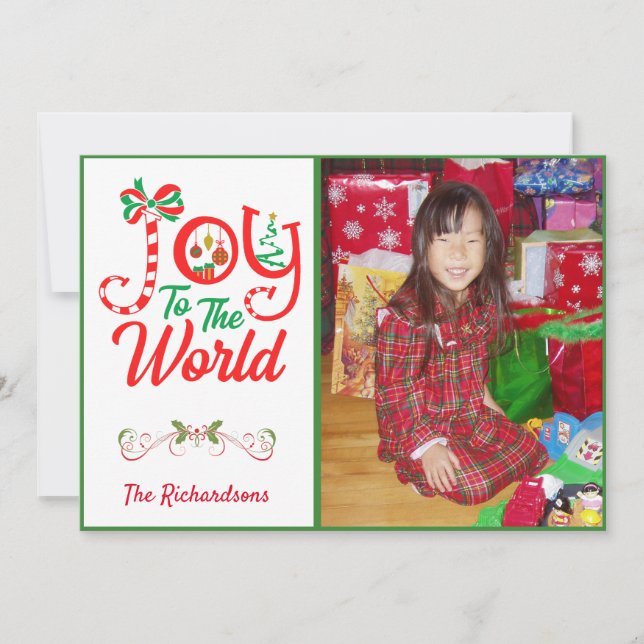 Festive, JOY to the World | Photo Holiday Card (Front)