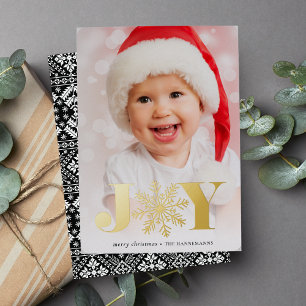 Festive Joy Vertical Photo Foil Holiday Card