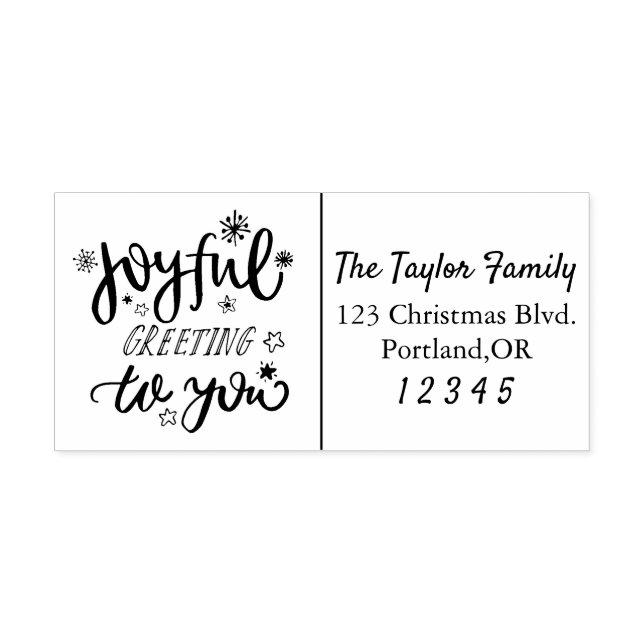 Festive Joyful Greeting Calligraphy Return Address Self-inking Stamp (Design)