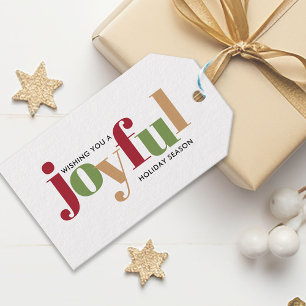 Festive Joyful Typography Colourful Christmas Gift Tags