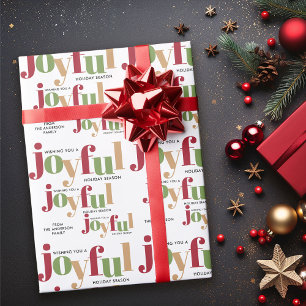 Festive Joyful Typography Colourful Christmas Wrapping Paper