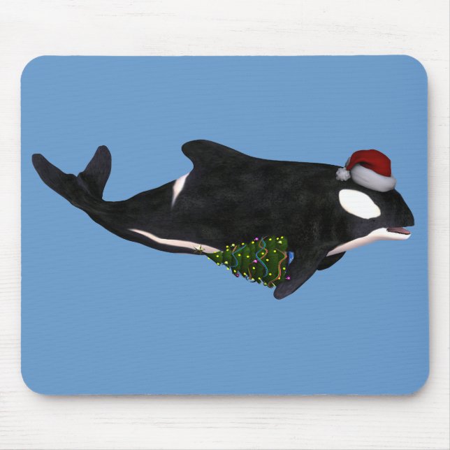 Festive Killer Whale Mouse Mat (Front)