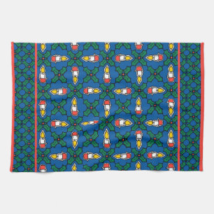 Festive Kitchen Towel Holly and Candles: Christmas