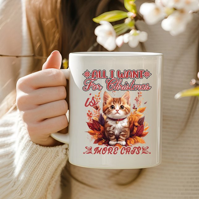 Festive kitten in autumn leaves coffee mug (Creator Uploaded)