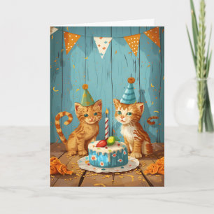 Festive Kitten Party Greeting Card