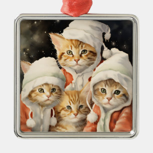 Festive Kitties Metal Tree Decoration