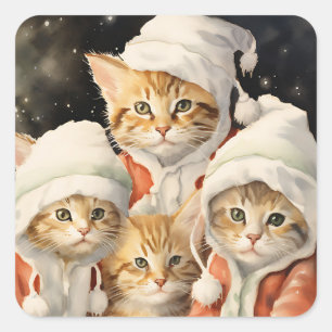 Festive Kitties Square Sticker