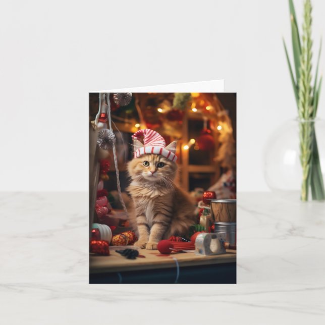 Festive Kitty Note Card (Front)