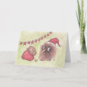 Festive Kiwi Bird Santa Holiday Card