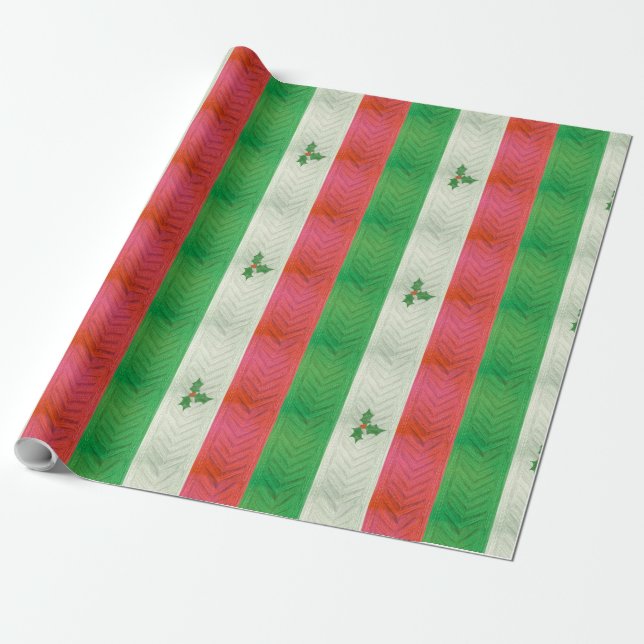 Festive knit stripes wrapping paper (Unrolled)