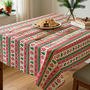 Festive Knitted-Pattern with Stars Tablecloth