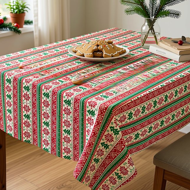 Festive Knitted-Pattern  with Stars  Tablecloth (Creator Uploaded)