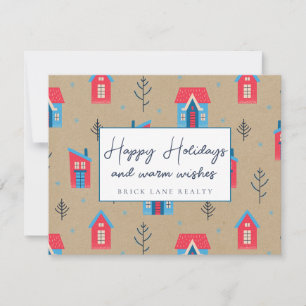 Festive Kraft Paper Happy Holidays Realty Holiday Card