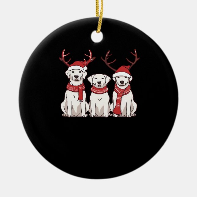 Festive Kuvasz � Christmas Pattern Classic T-Shirt Ceramic Tree Decoration (Front)
