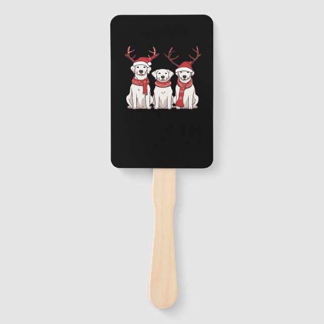 Festive Kuvasz � Christmas Pattern Classic T-Shirt Hand Fan (Front)
