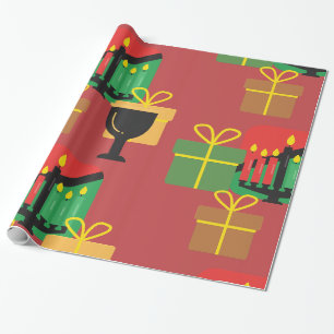 Festive Kwanzaa Gifts Pattern Wrapping Paper