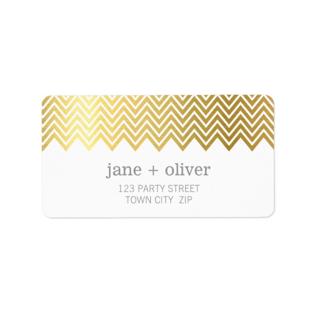 FESTIVE LABEL modern chevron pattern gold foil (Front)