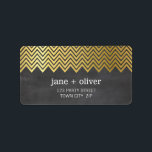 FESTIVE LABEL modern chevron pattern gold foil<br><div class="desc">NOTE - the gold foil image is a printed picture Adhere to the back of your envelopes as a classy, personalised return address label. Setup as a template it is simple for you to add your own details, or hit the customise button and you can add or change text, fonts,...</div>