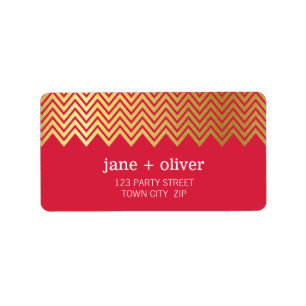 FESTIVE LABEL modern chevron pattern gold foil red