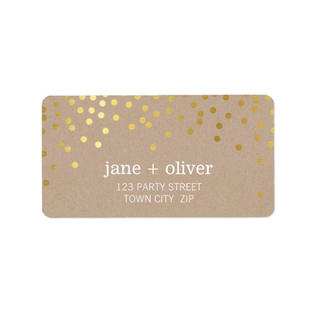 FESTIVE LABEL modern confetti faux gold foil kraft (Front)