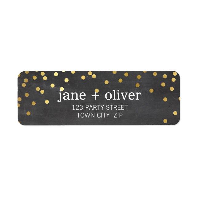 FESTIVE LABEL modern confetti spot gold CHALKBOARD (Front)