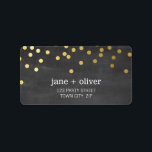 FESTIVE LABEL modern confetti spot gold foil grey<br><div class="desc">NOTE - the gold foil image is a printed picture Adhere to the back of your envelopes as a classy, personalised return address label. Setup as a template it is simple for you to add your own details, or hit the customise button and you can add or change text, fonts,...</div>
