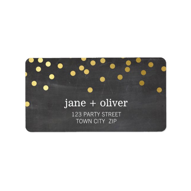 FESTIVE LABEL modern confetti spot gold foil grey (Front)