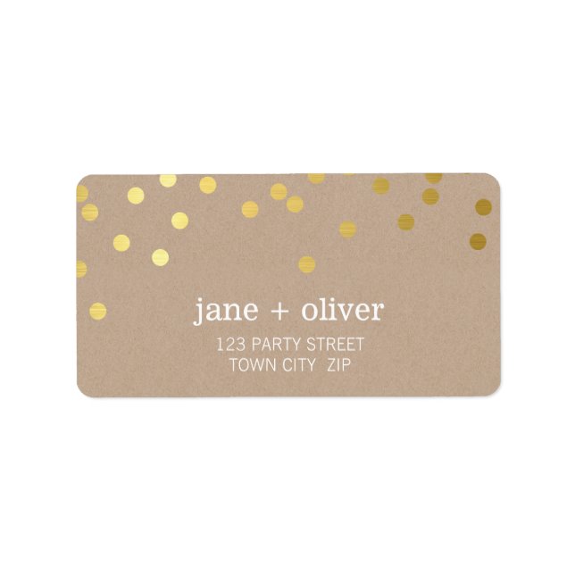 FESTIVE LABEL modern confetti spot gold foil kraft (Front)